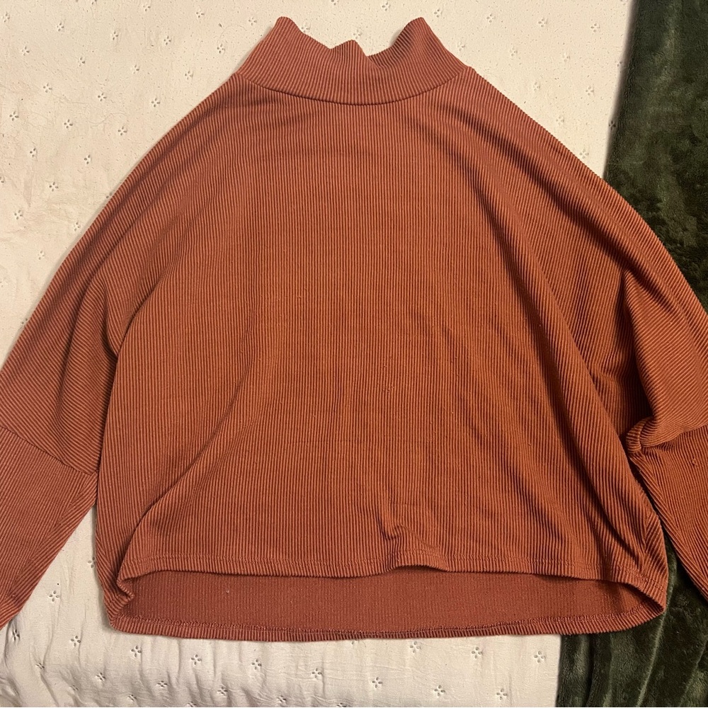 Abound Ribbed Mock Neck Sweater in Rust